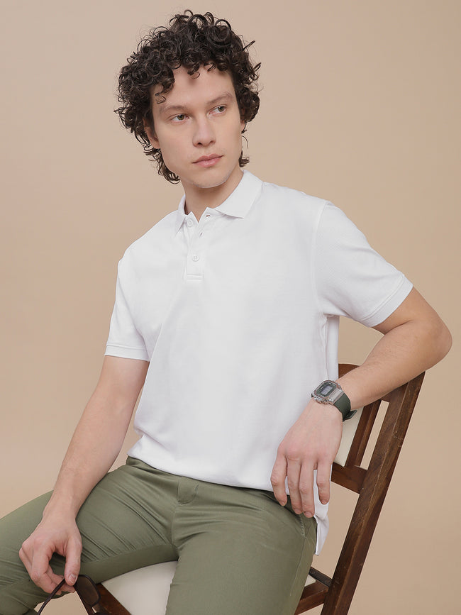 Men White Regular Fit T-Shirt