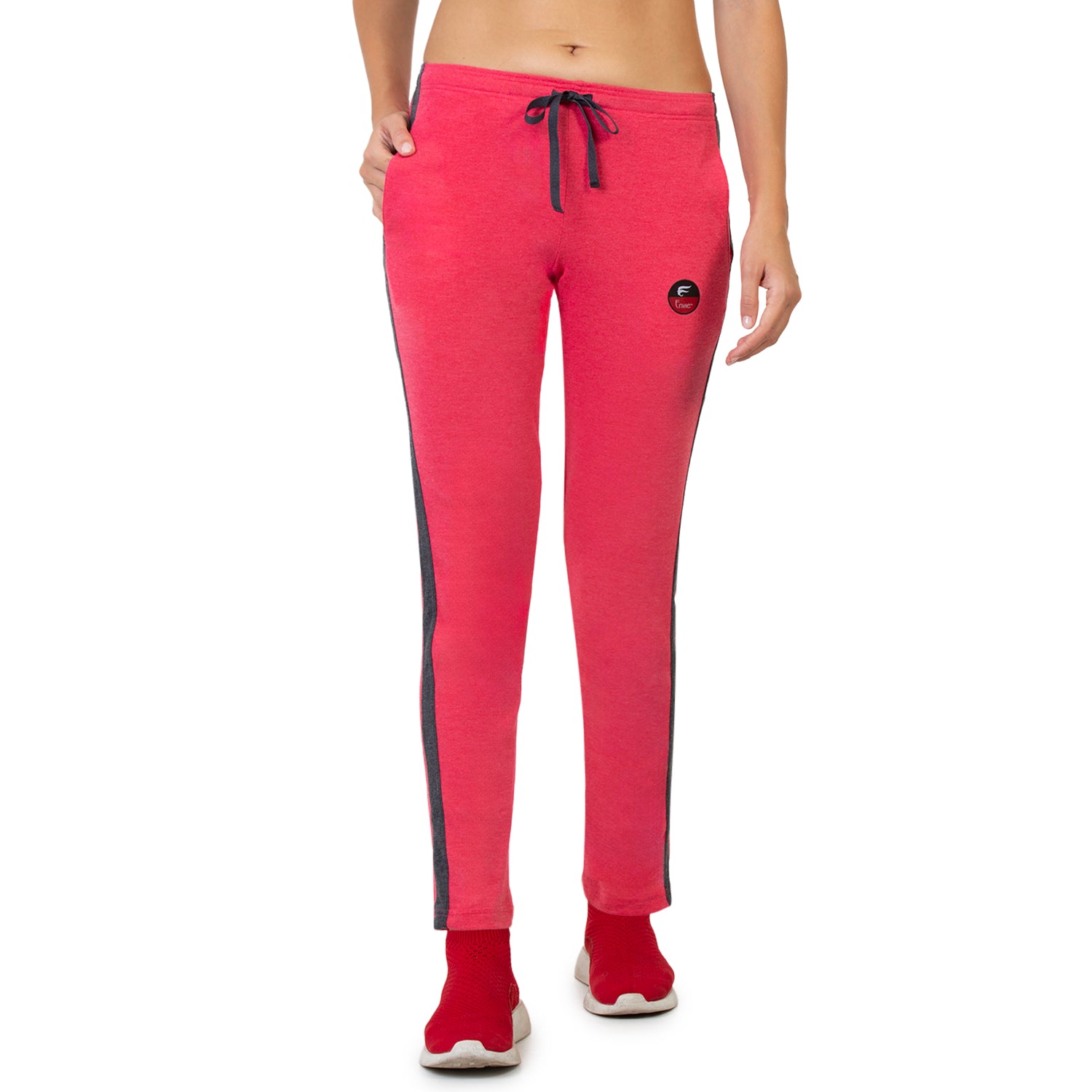 Women Red Ankle Length Track Pant