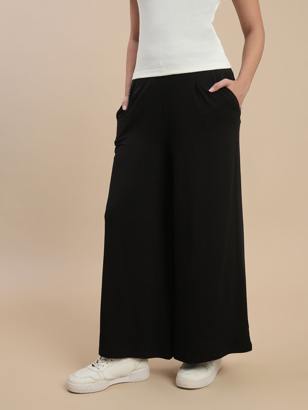 Women Black Casual Palazzo