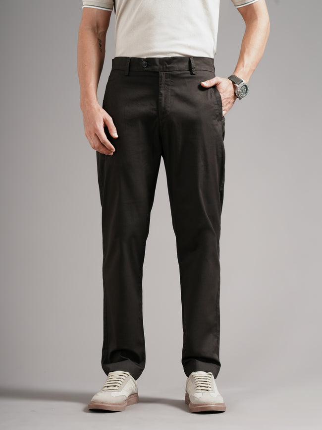 Men Olive Tailored Fit Trousers