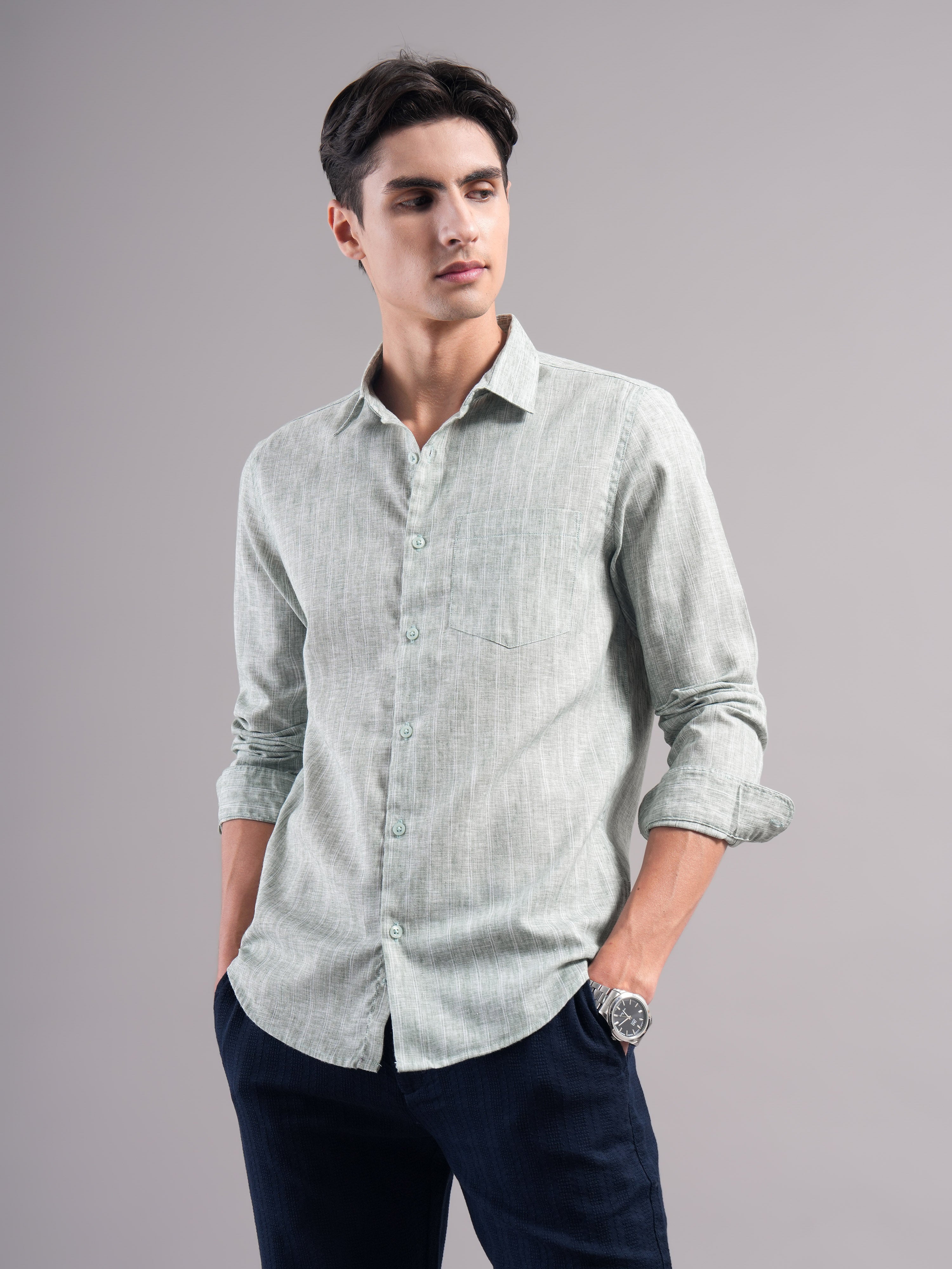 Men Polycotton Striped Shirts