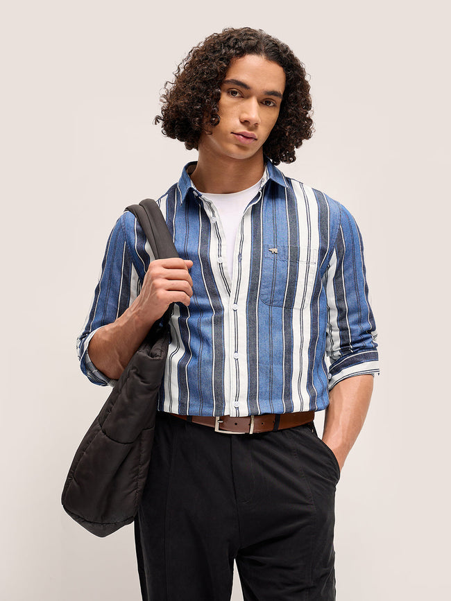 Men Multi-Color Stripe Slim Fit Casual Shirt