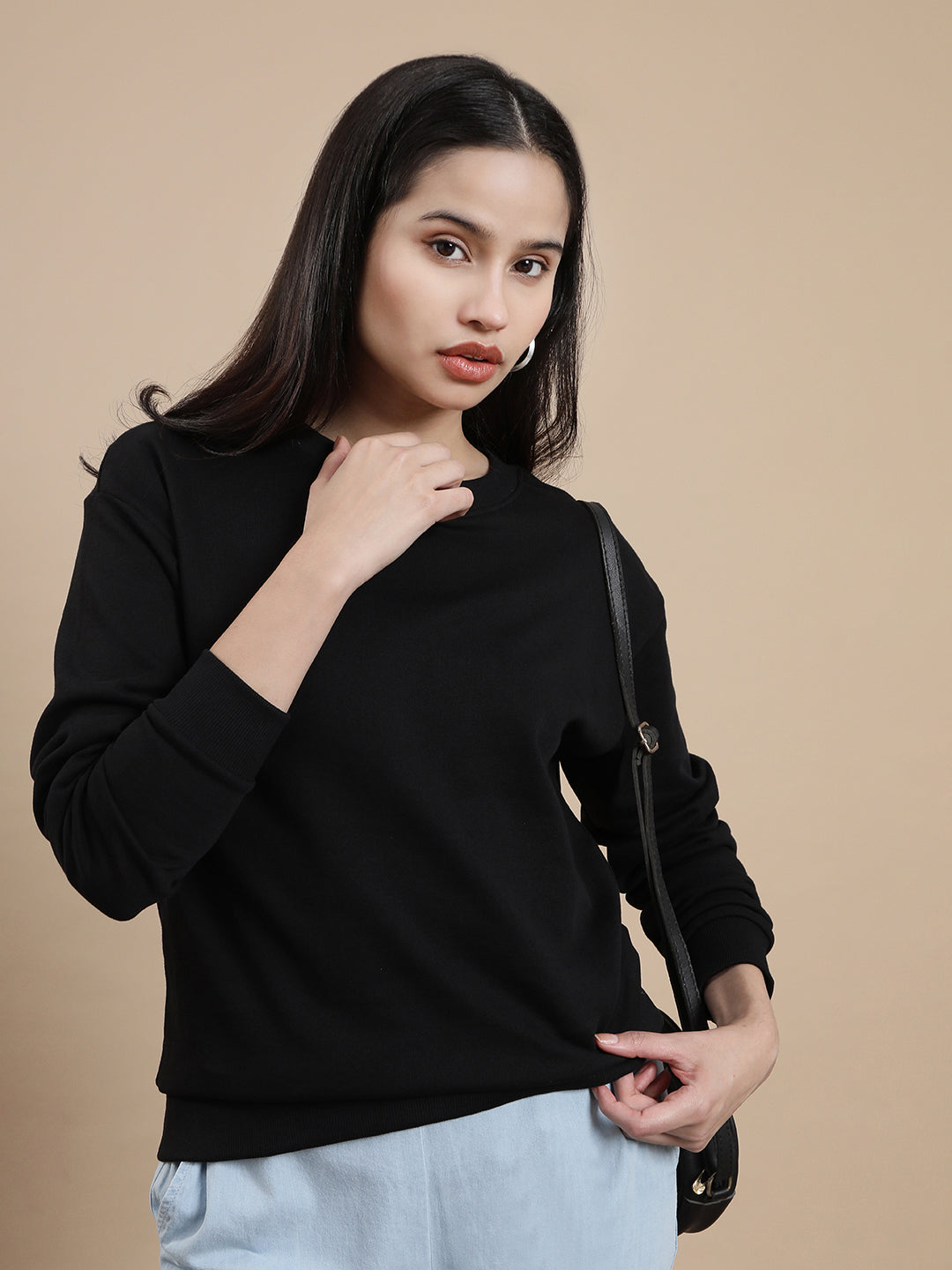 Women Black Casual Sweatshirt