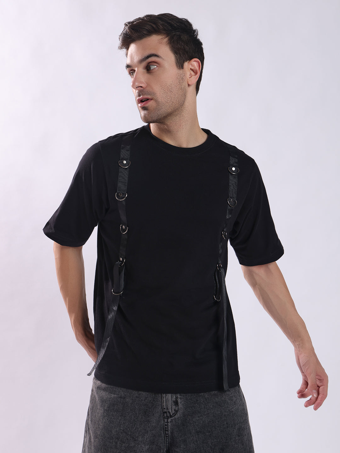 Men Black Cotton Oversized T-Shirt