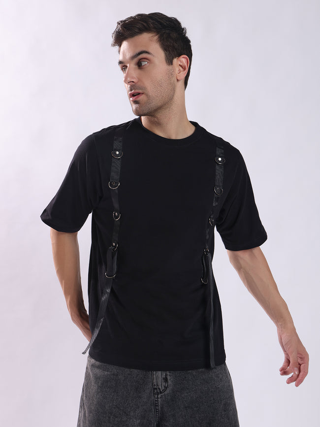 Men Black Cotton Oversized T-Shirt