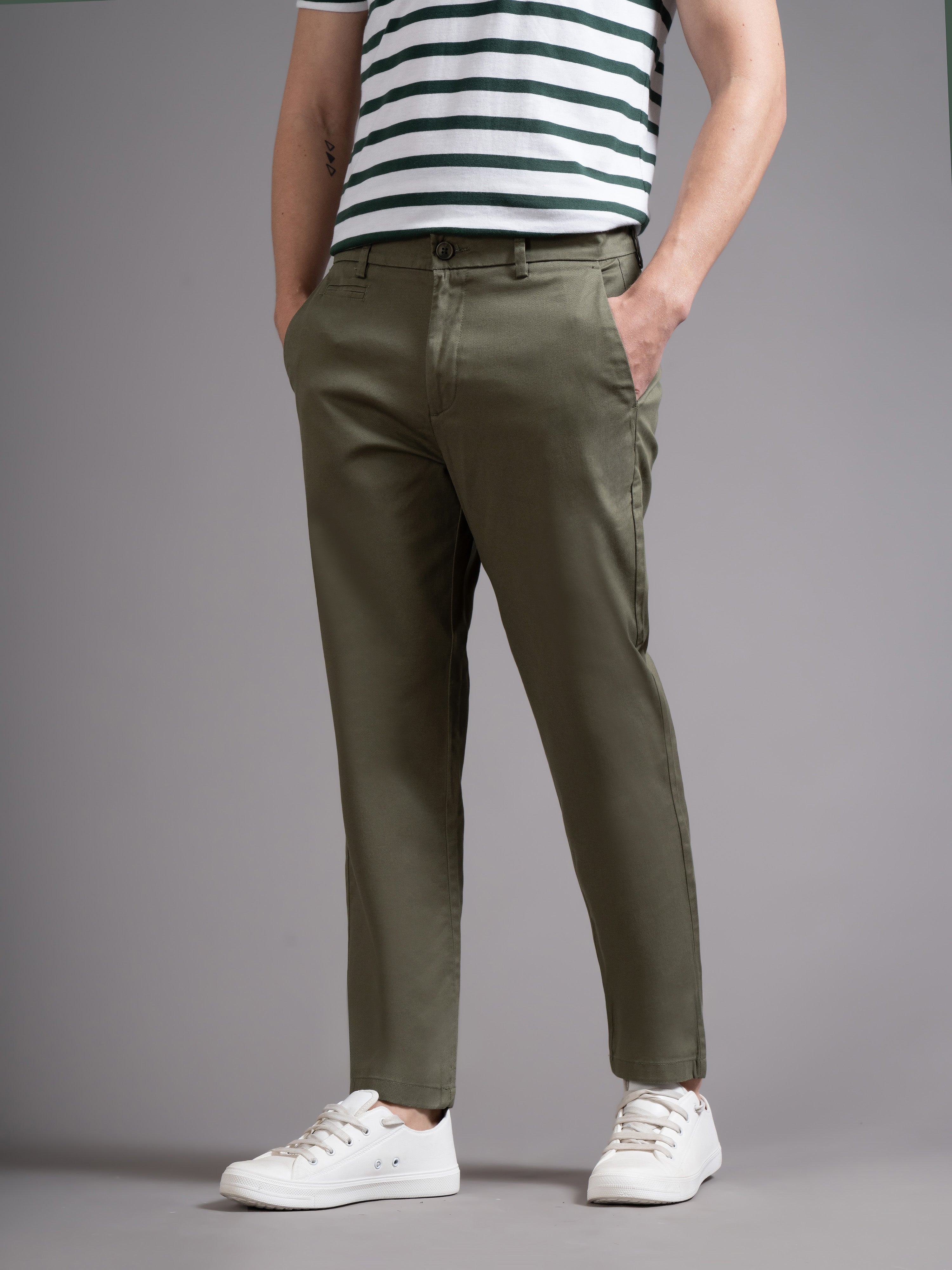 Men Green Smart Slim Fit Chinos