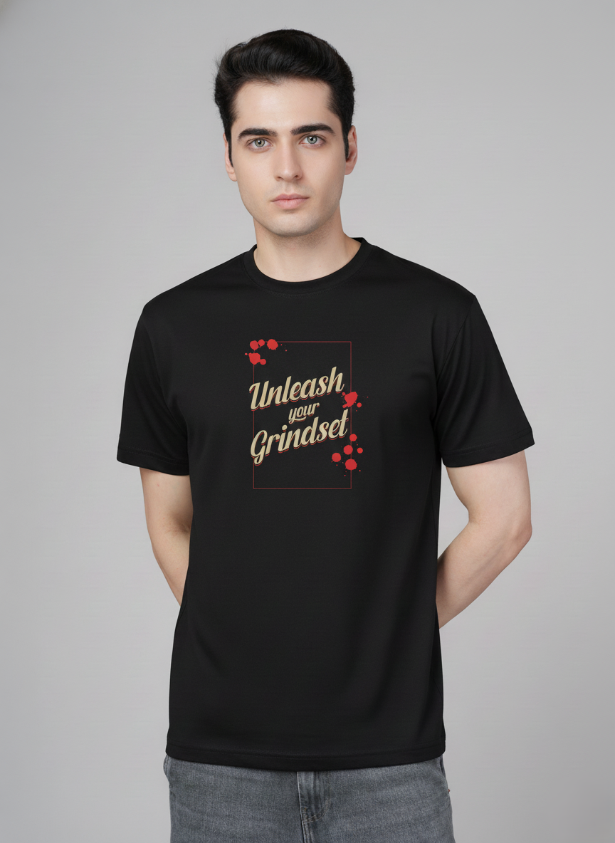 Men Cotton Black Printed Tshirt
