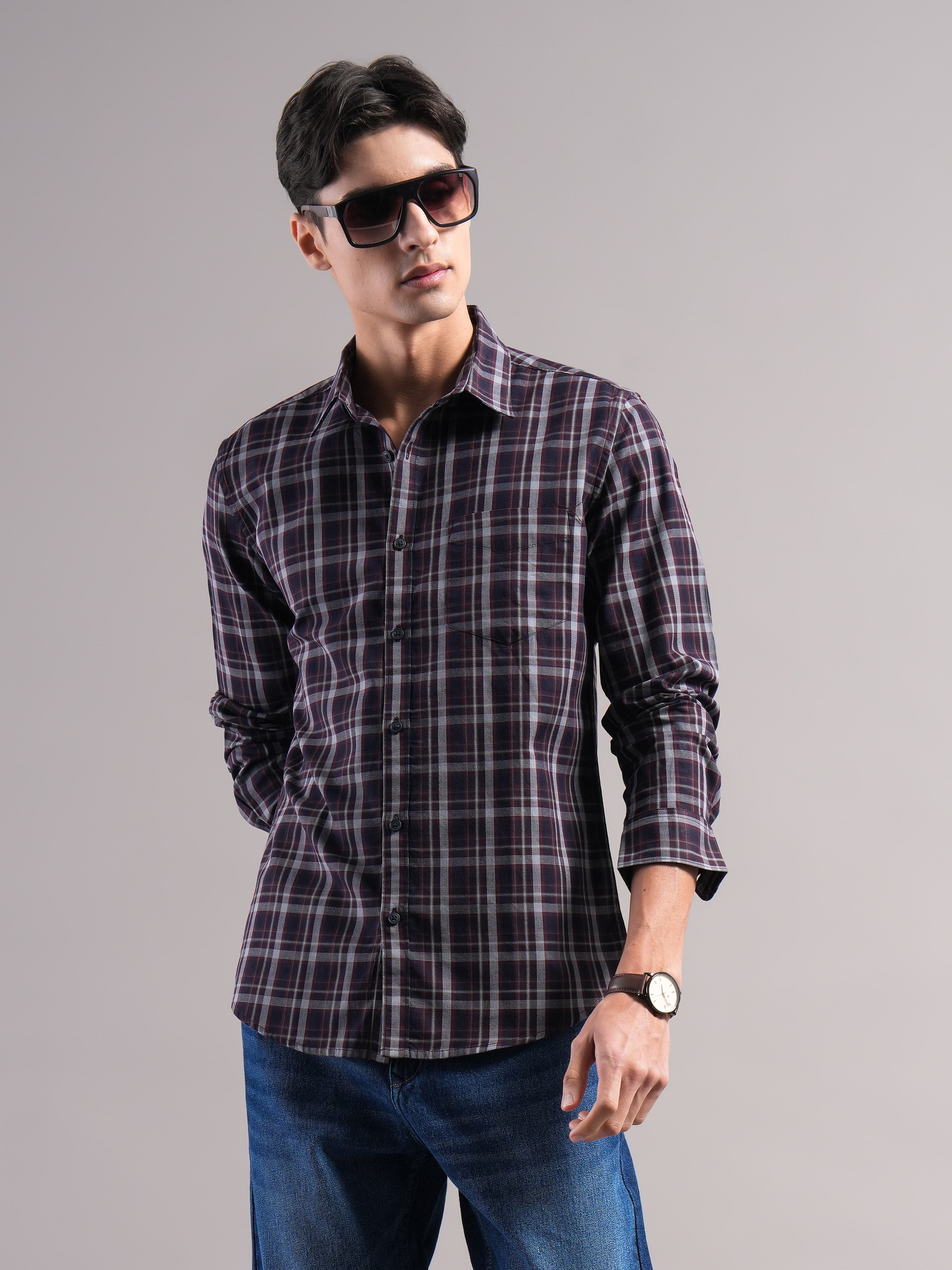 Men Cotton Checked Shirts