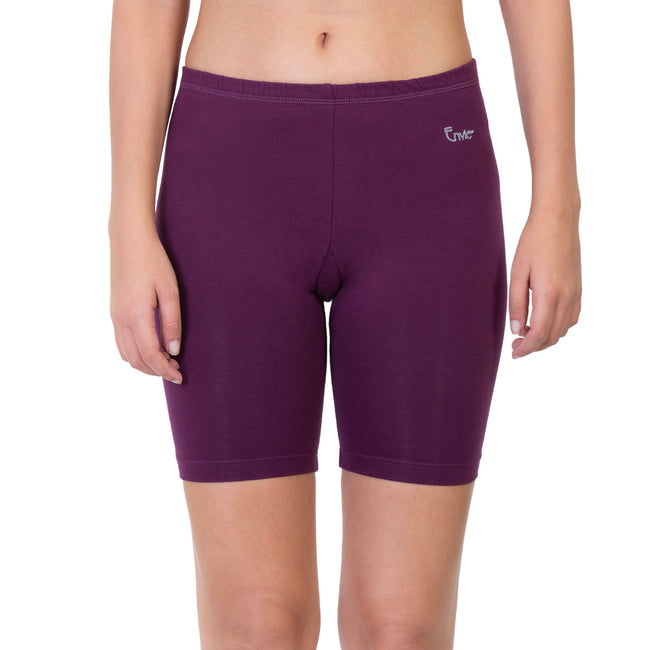 Women Purple Thigh Length Cycling Shorts