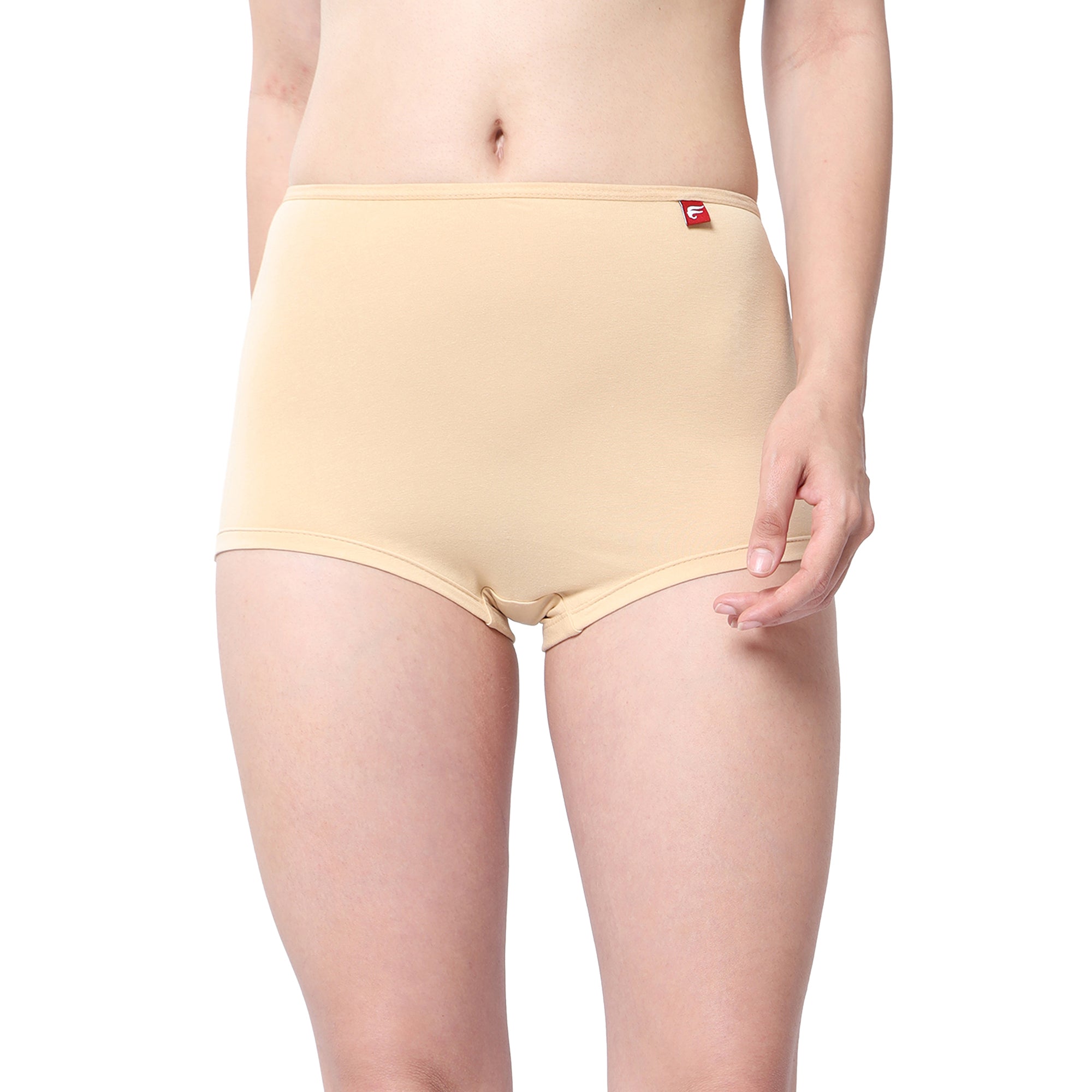 Women Beige Midrise Comfort Boyshorts