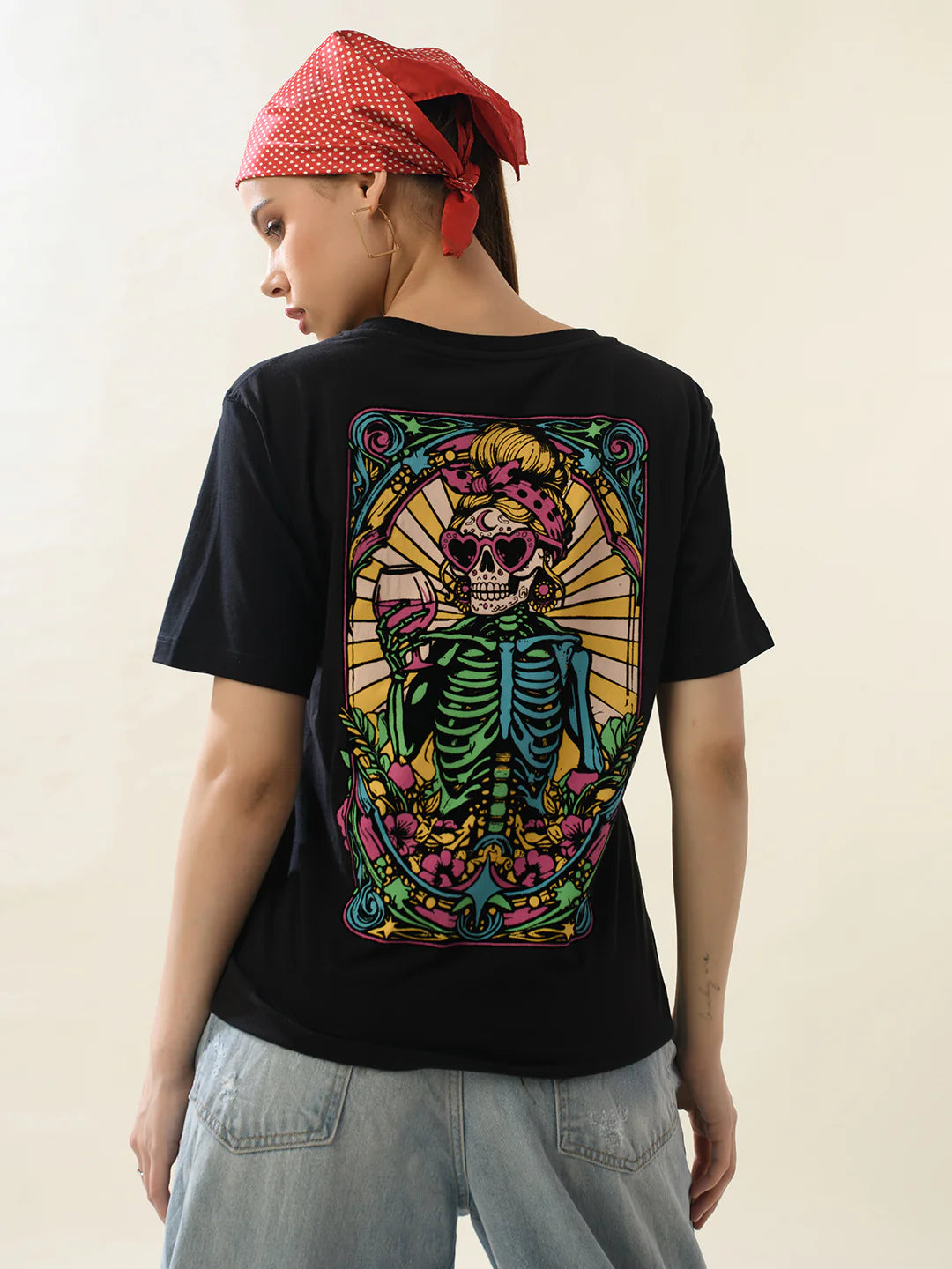 Women Black Cotton Relaxed T-Shirt