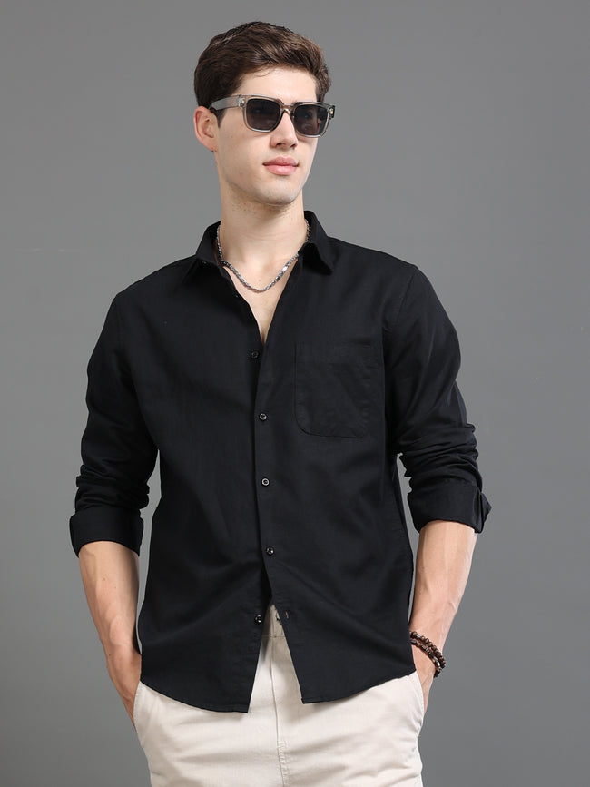 Men Black Slim Fit Shirt