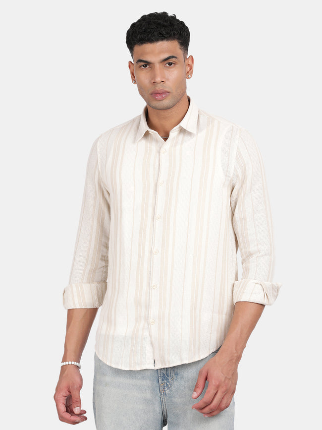 Men Light pink Slim Fit Spread Collar Full Sleeve Casual Shirt