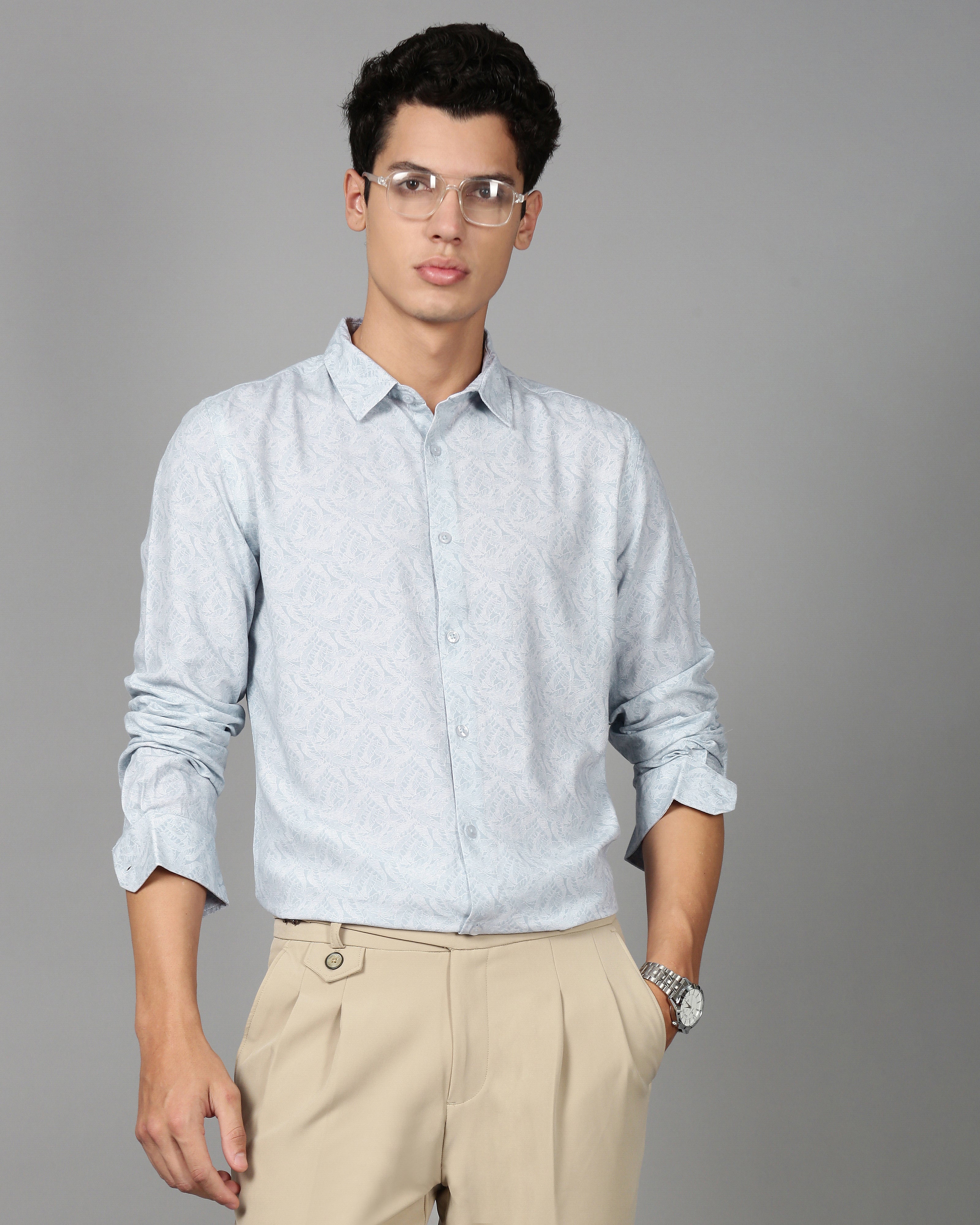 Men Blue Printed Shirt