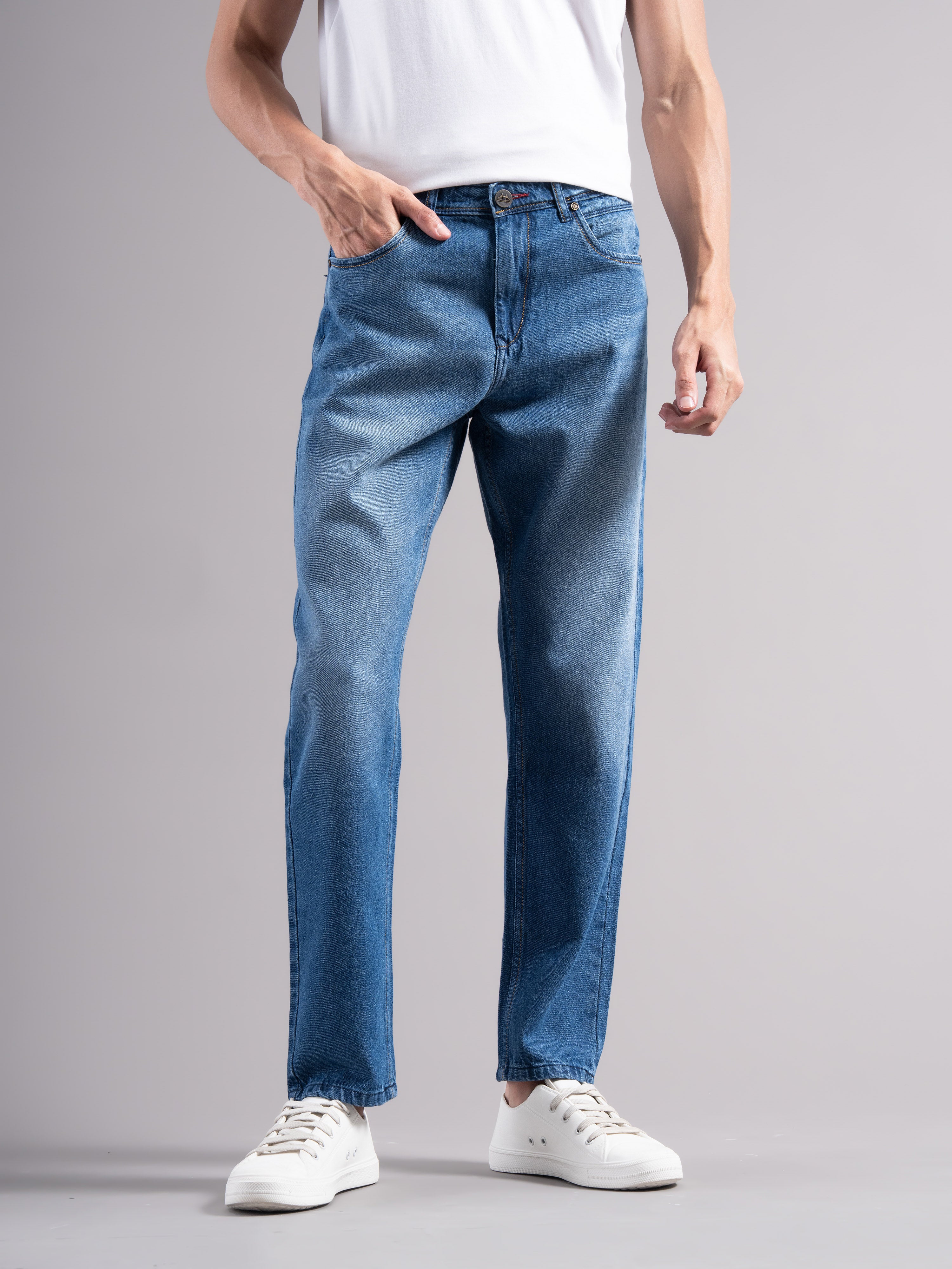 Men Teal Regular Fit Jeans