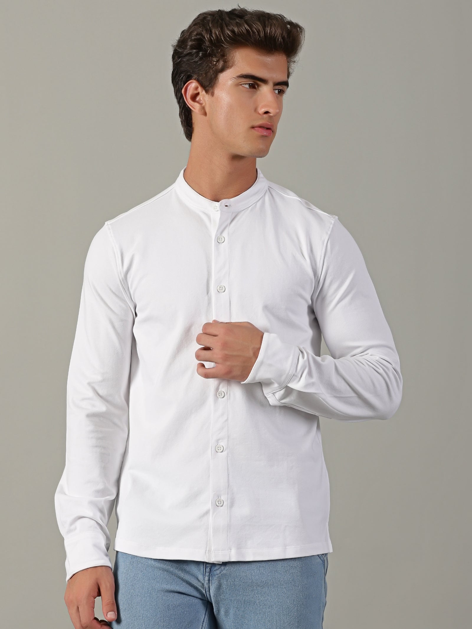 Men White Slim Fit Shirt