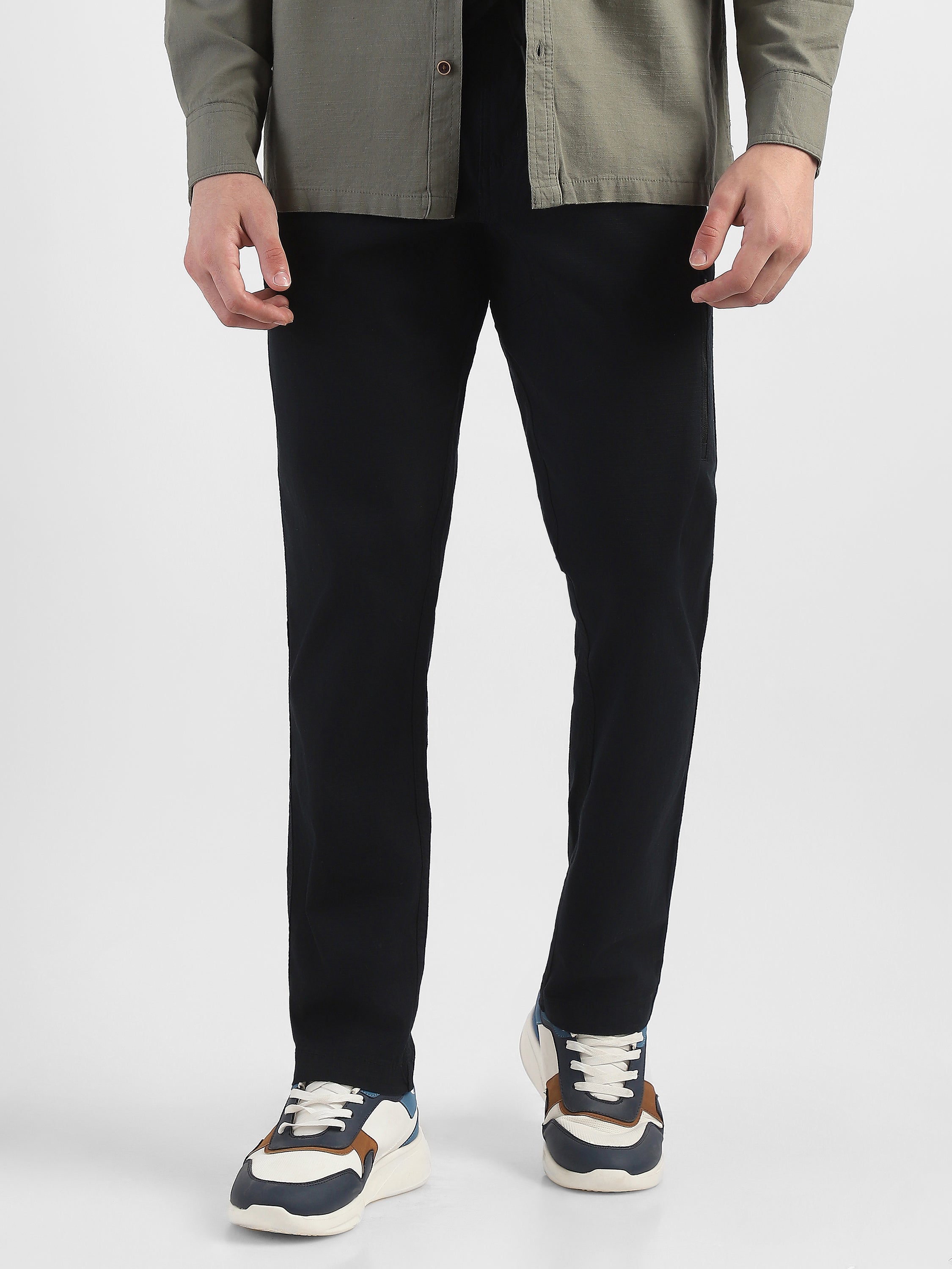 Men Black Jogger with 5 Pockets Elasticated Waist