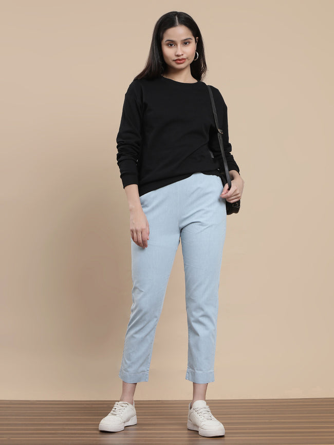 Women Blue Casual Pants