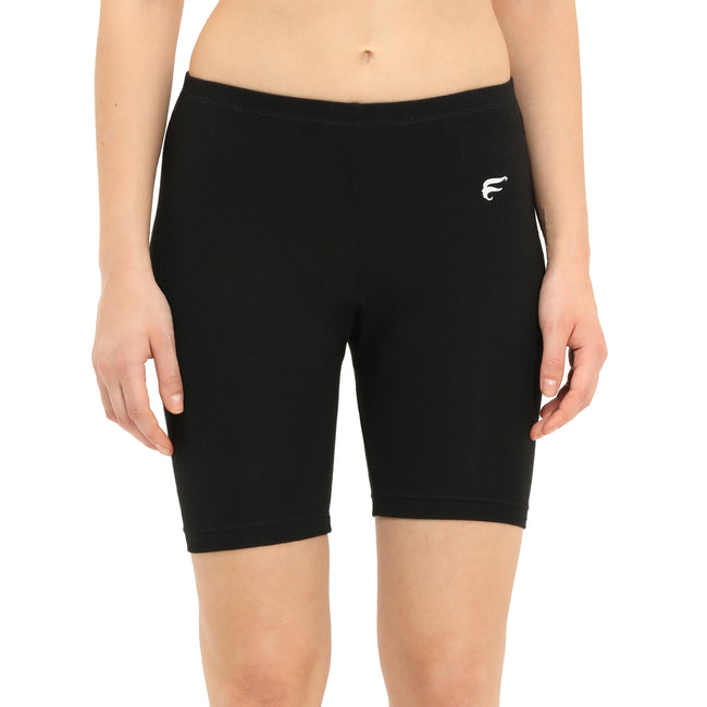 Women Black Thigh Length Cycling Shorts