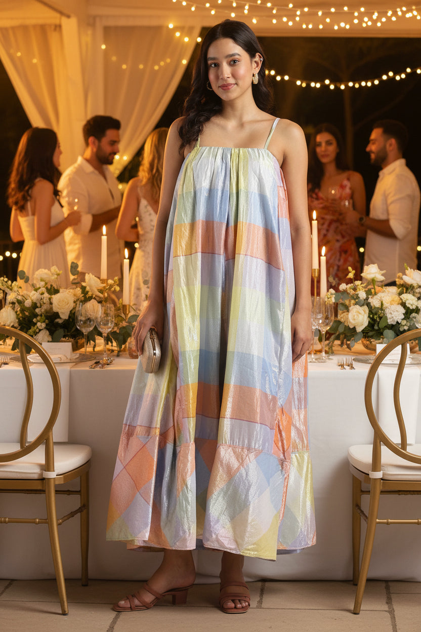 Women Multi Colored Shimmer Maxi Dress