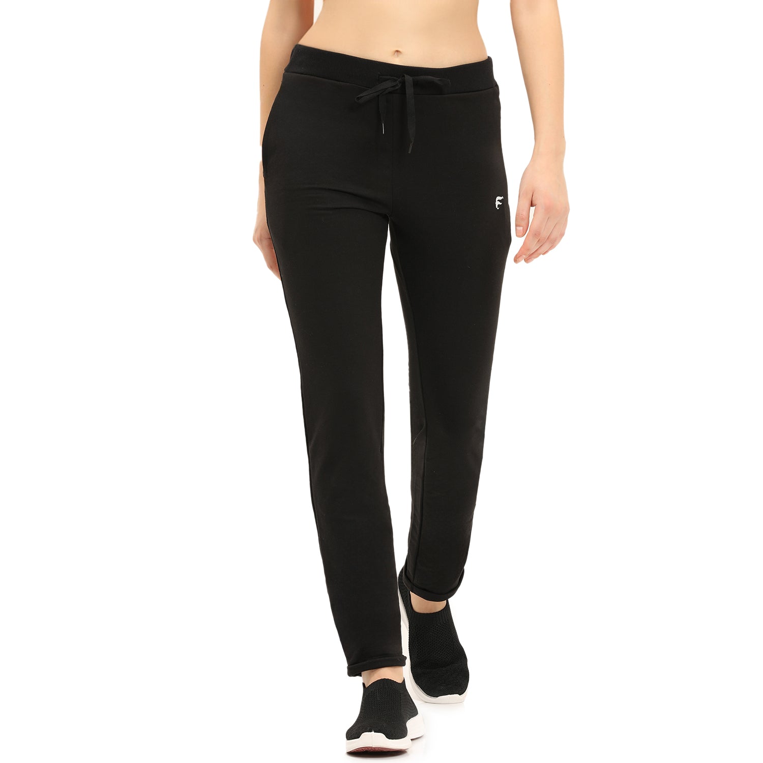 Women Black Ankle Length Track Pant