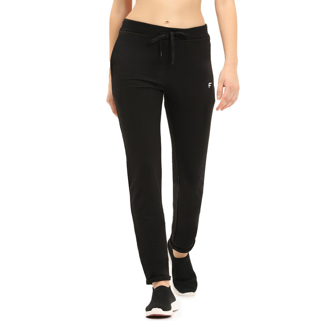 Women Black Ankle Length Track Pant