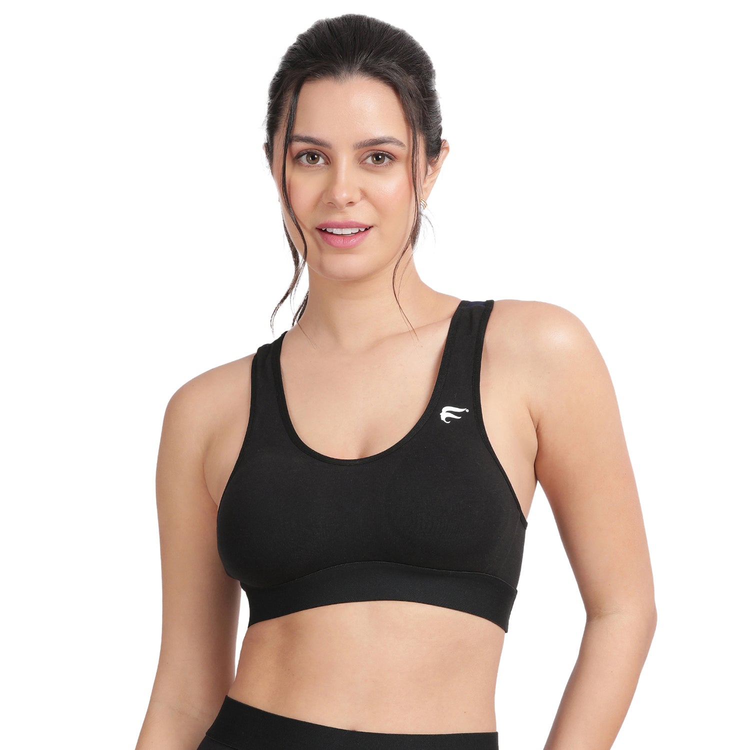 Non-padded Non-wired Full Coverage Removable Racer Back Sports Bra