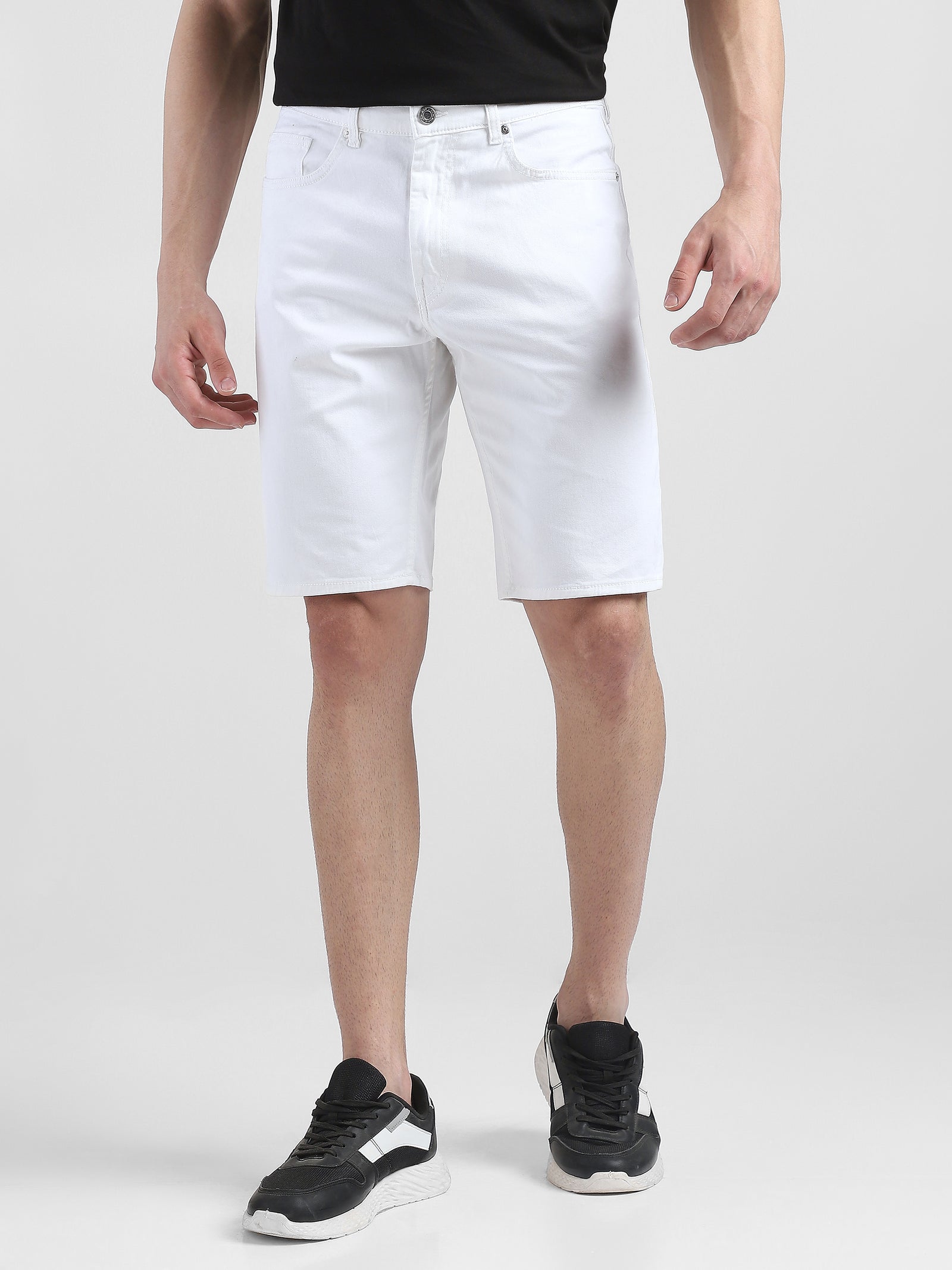 Men White Denim Knee Length Shorts