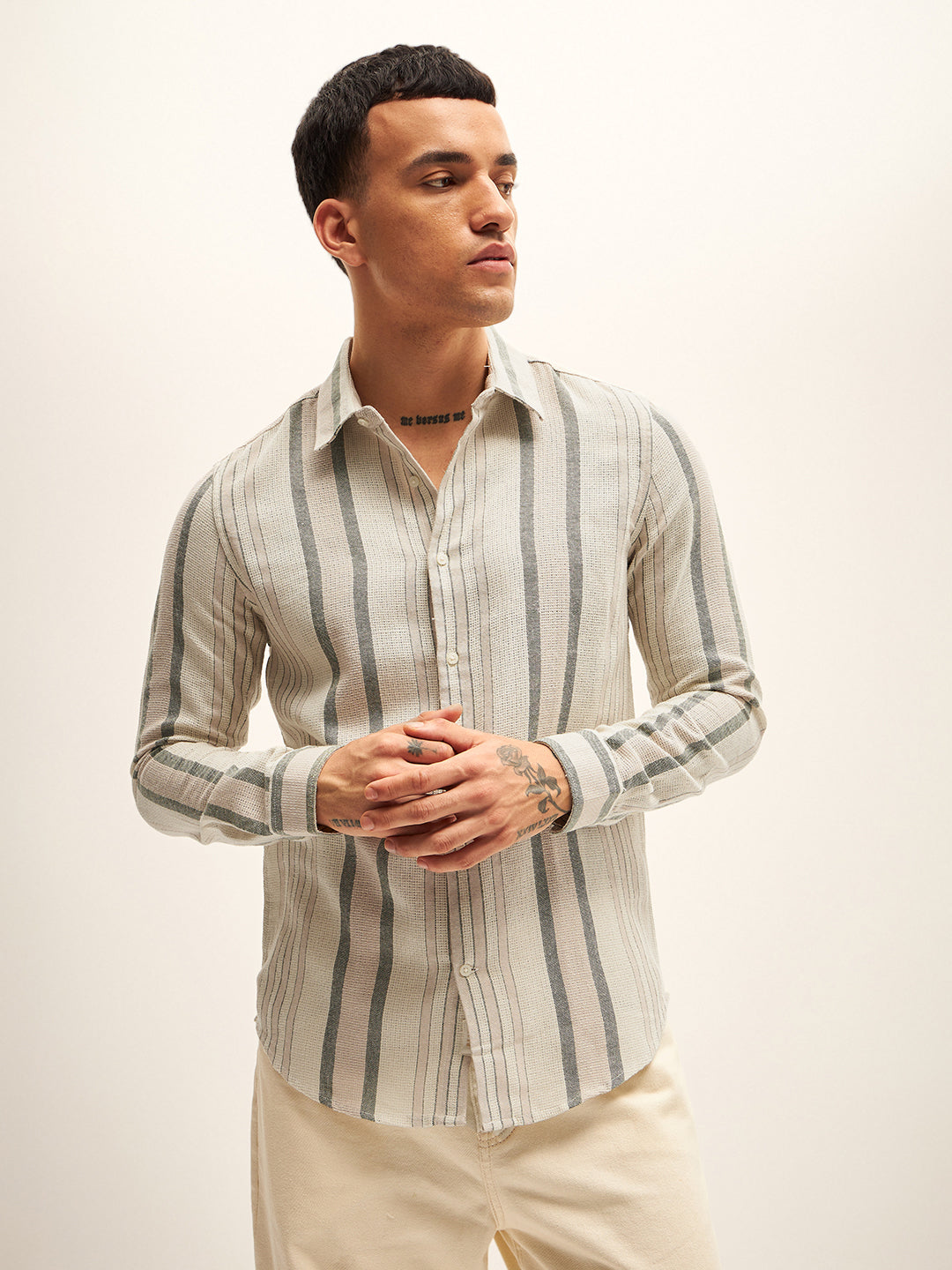 Men Multi-Color Stripe Slim Fit Casual Shirt