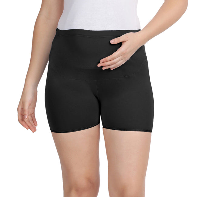 Women Black Maternity Lace Shorts