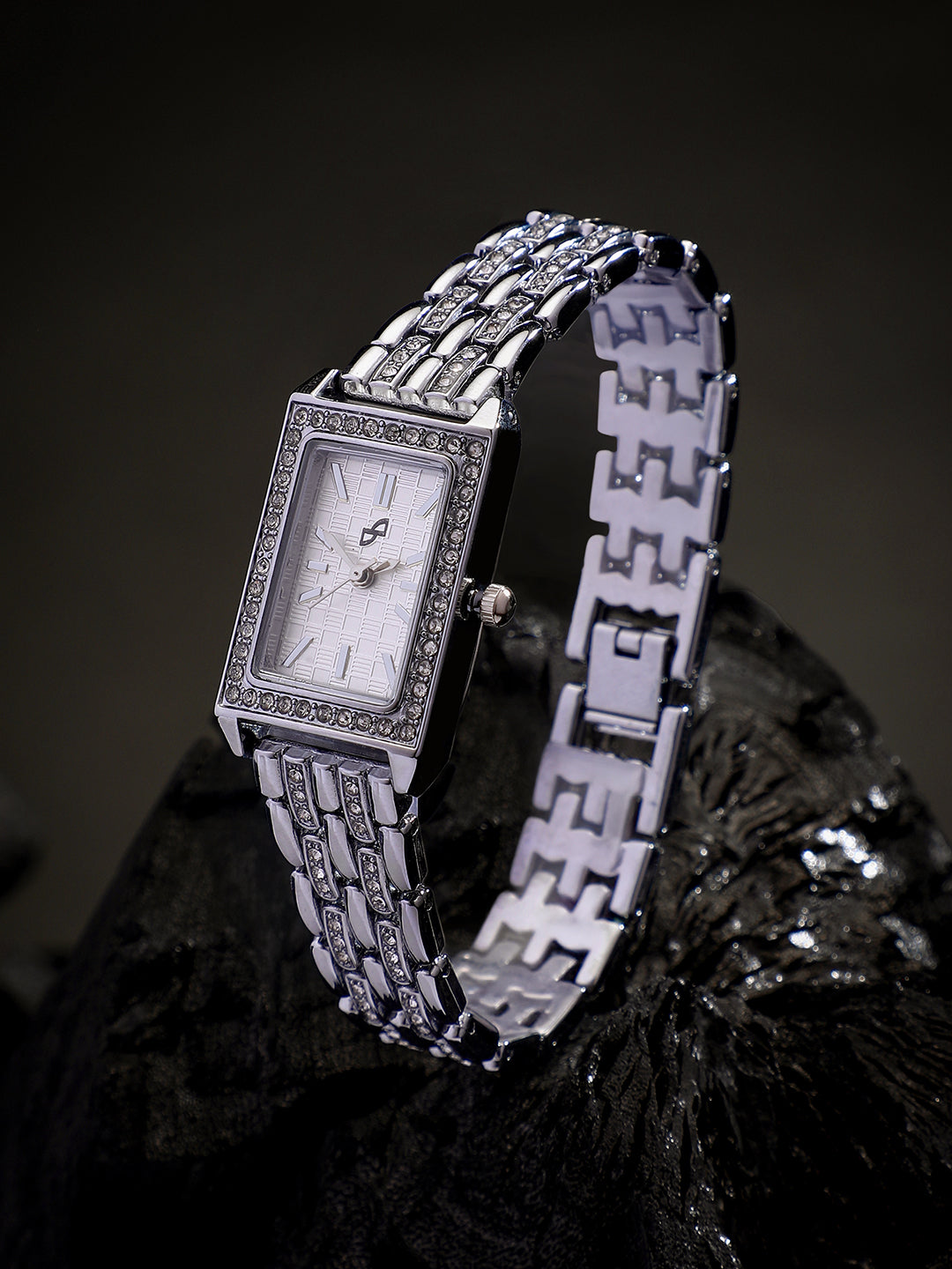 The Charle Rectangular Watch - Metallic Silver