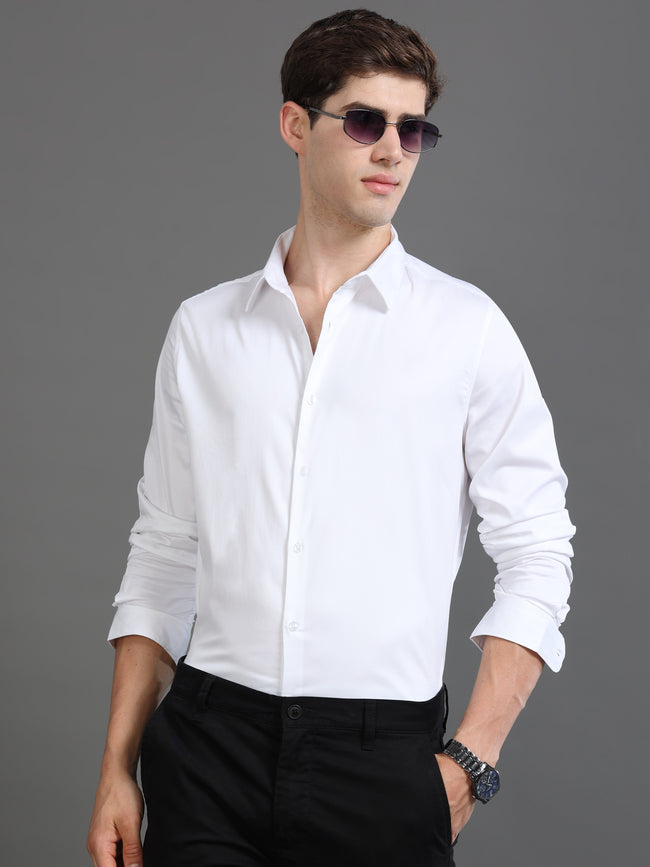 Men White Satin Shirt