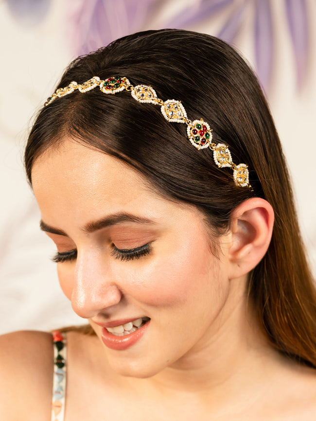 Women Multi Gold Plated Hair Band