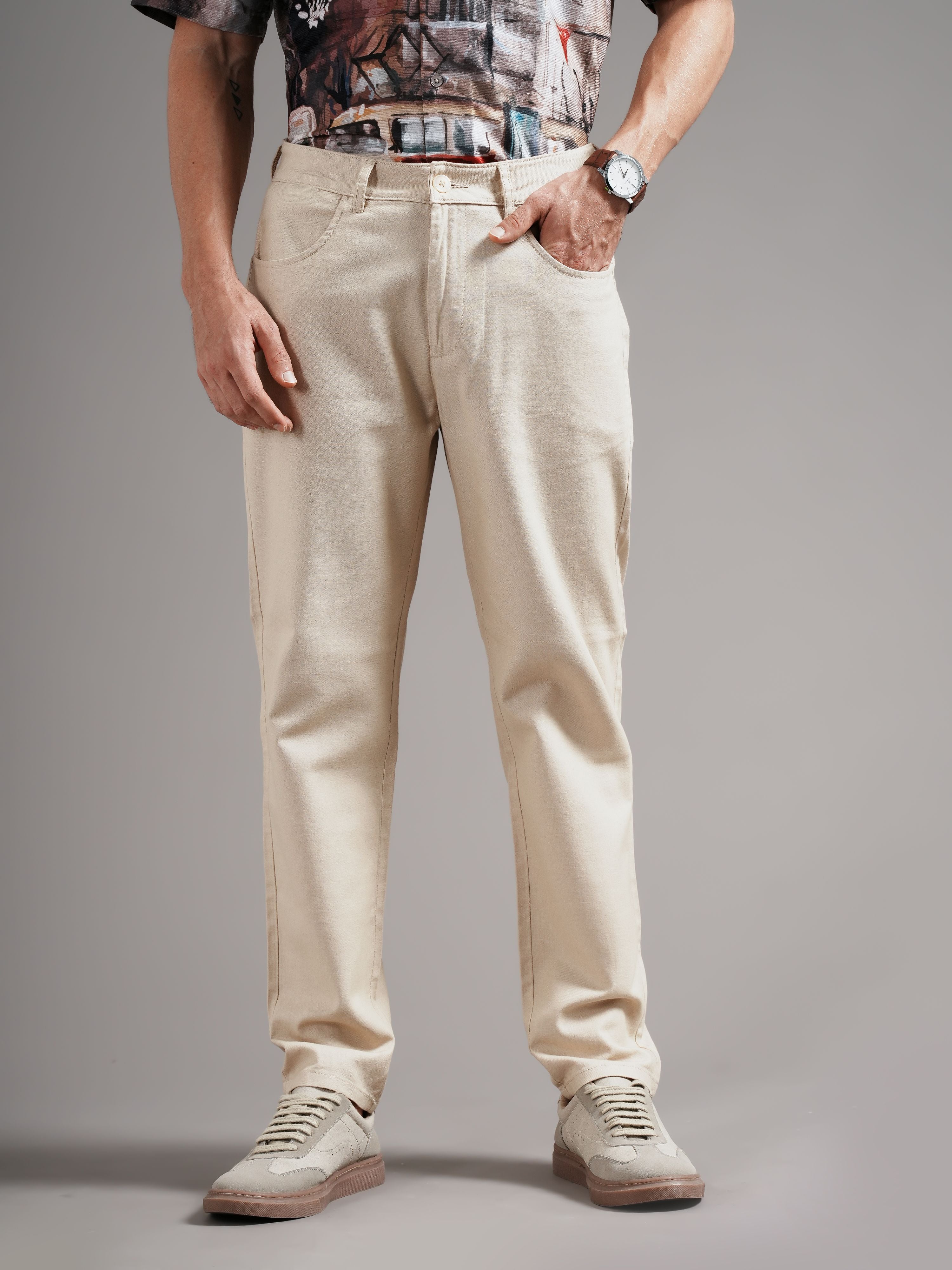 Men Off-White Tailored Fit Trousers