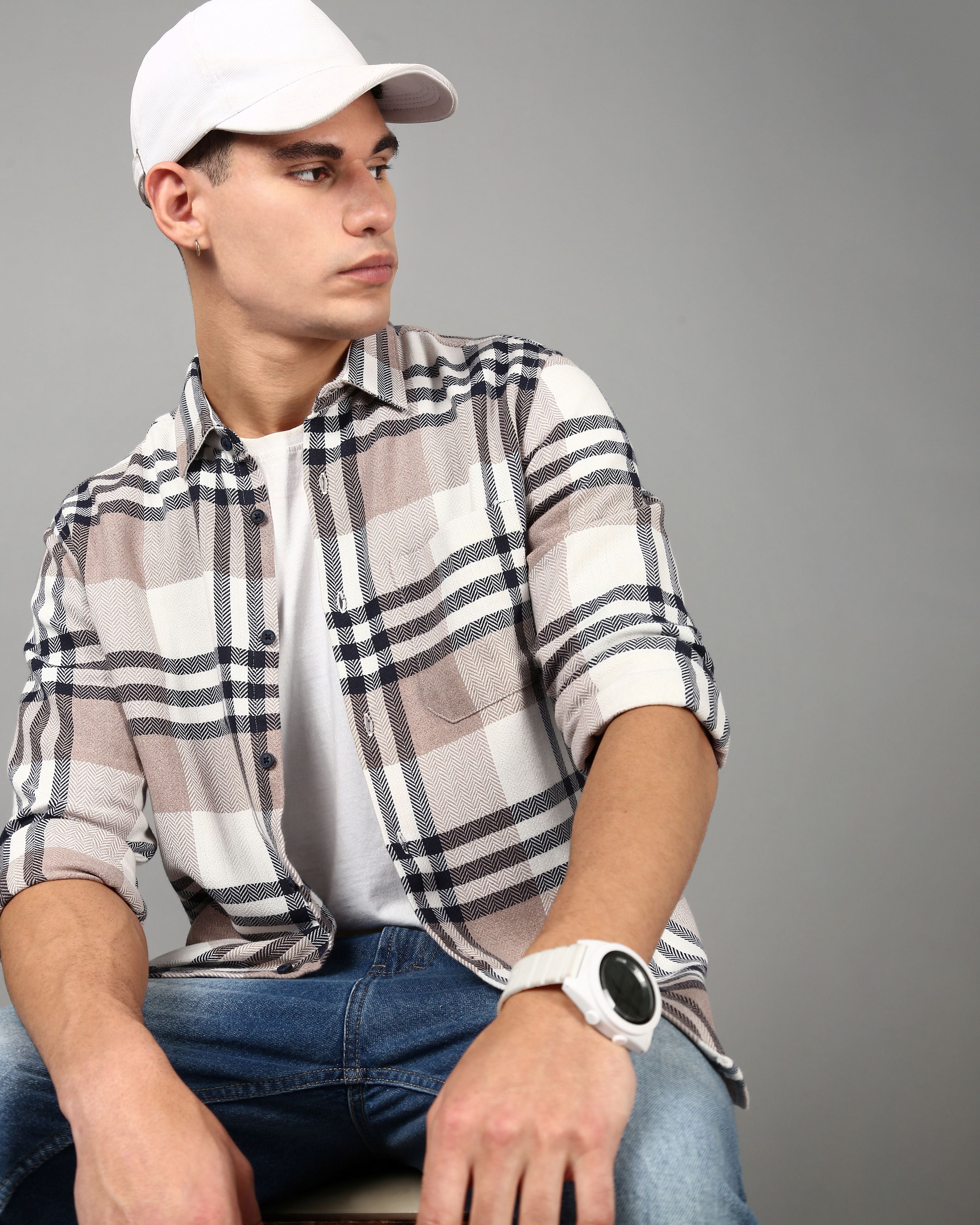 Men Beige Casual Shirt