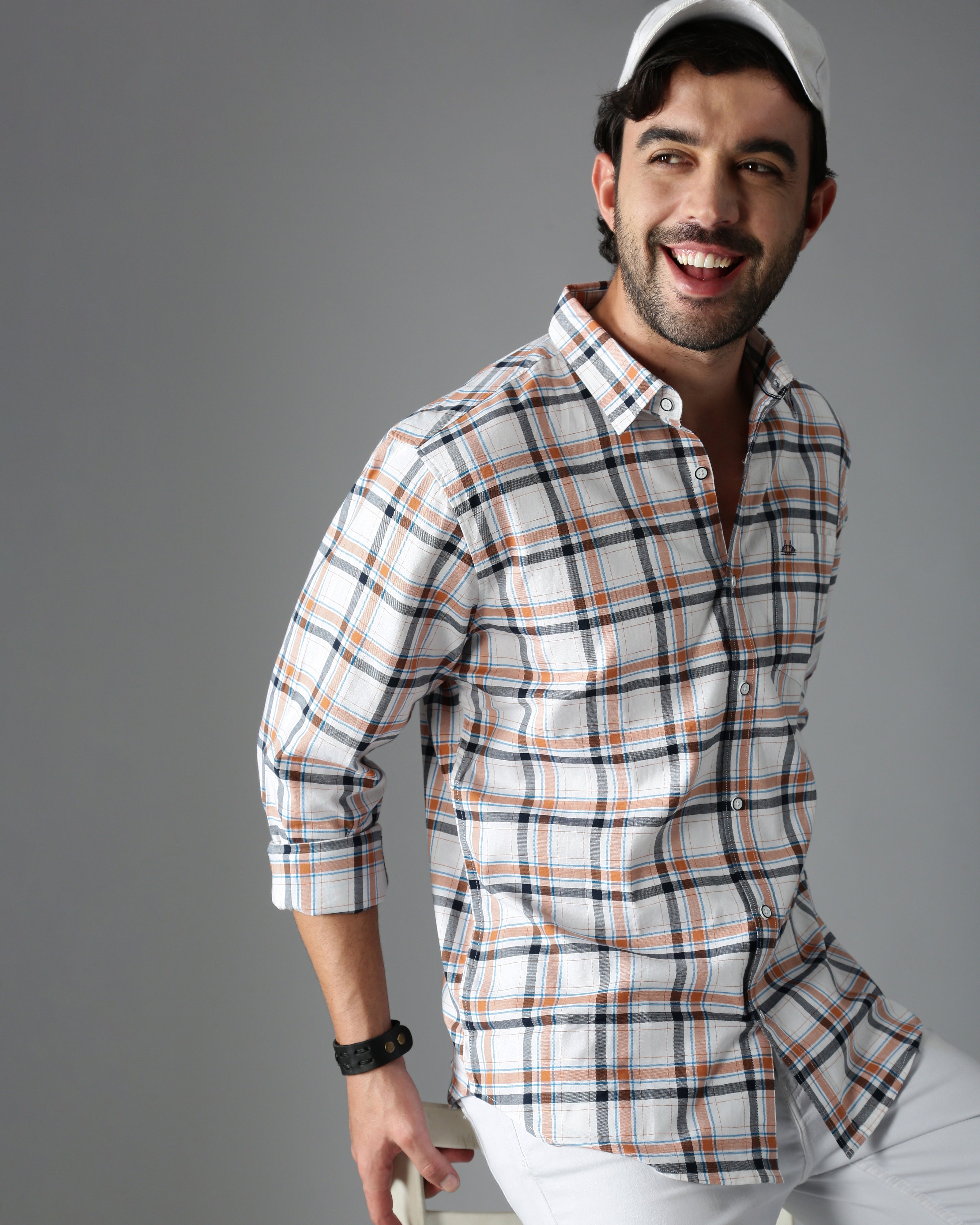 Men Brown Cotton Slim Shirt