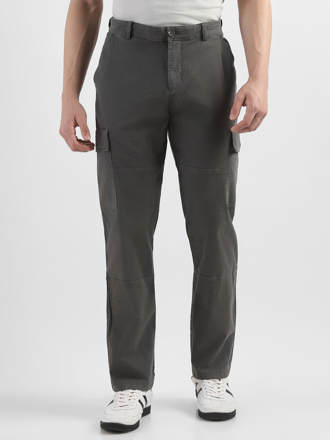 Men Grey Comfort Cargo Pants with 6 Pockets
