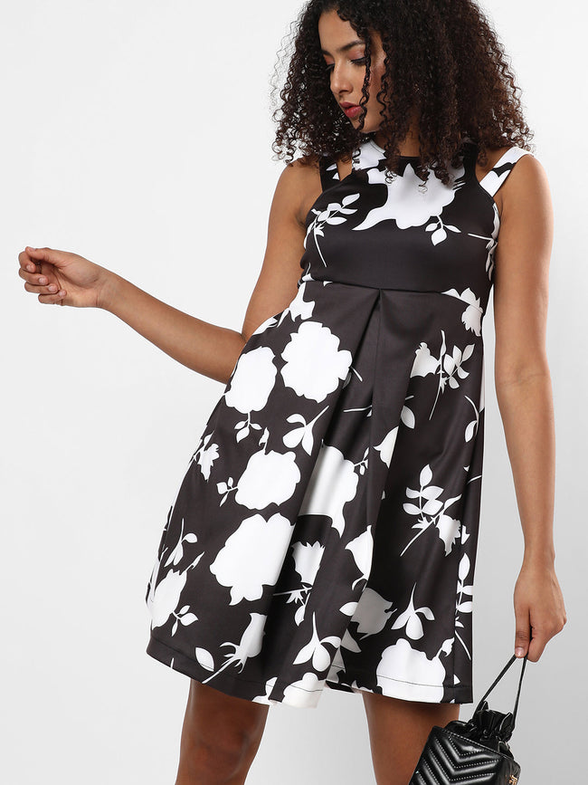 Women Multi Floral Flare Dress