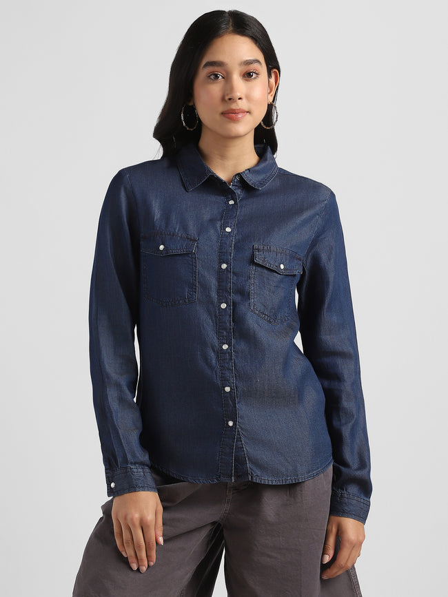 Women Denim Button Down Shirt