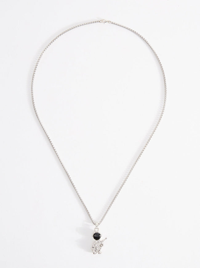 Men Astronaut Pendant Chain With Lobster Closure