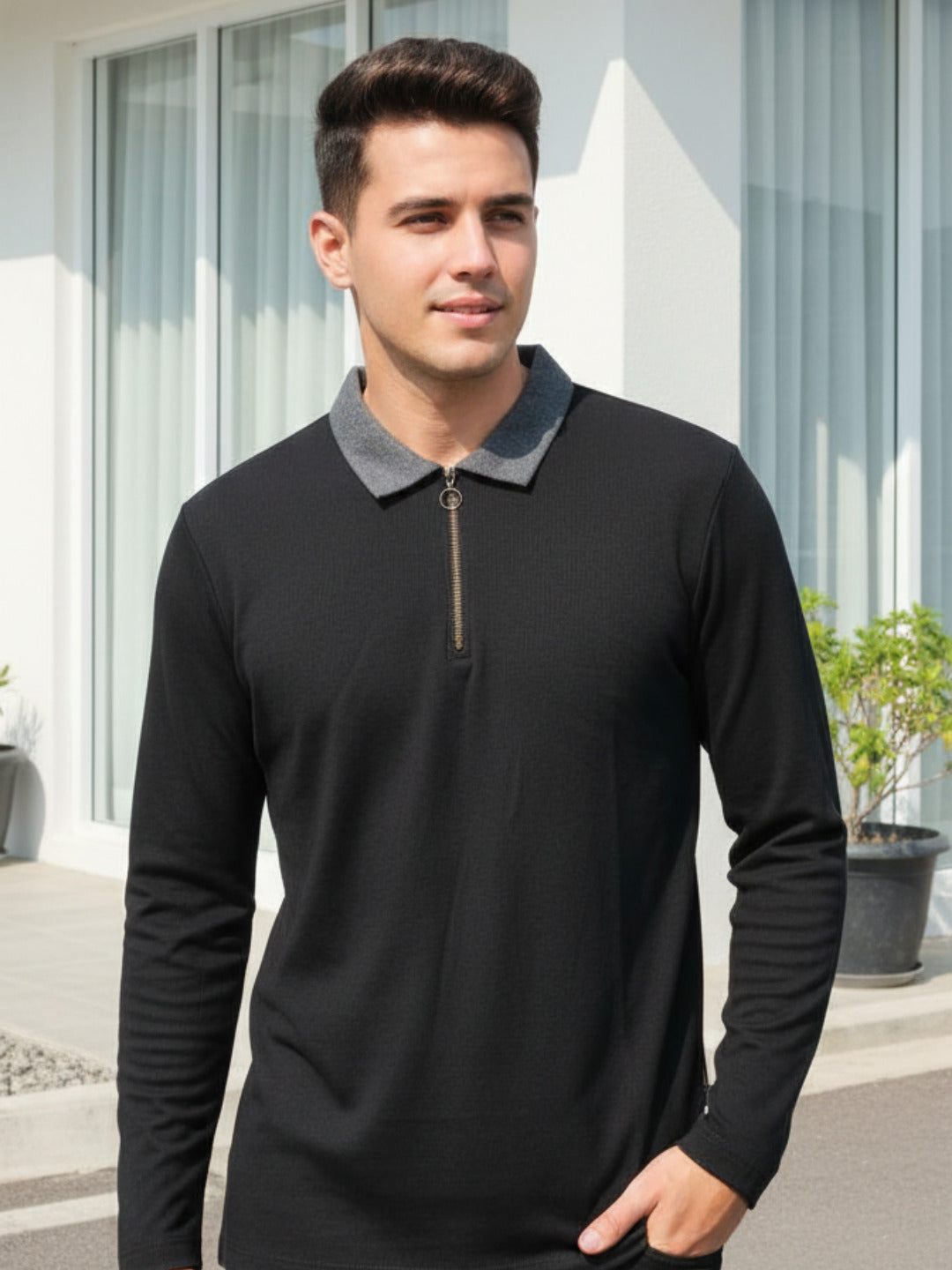 Men Black Semi-Formal Wear T-Shirt
