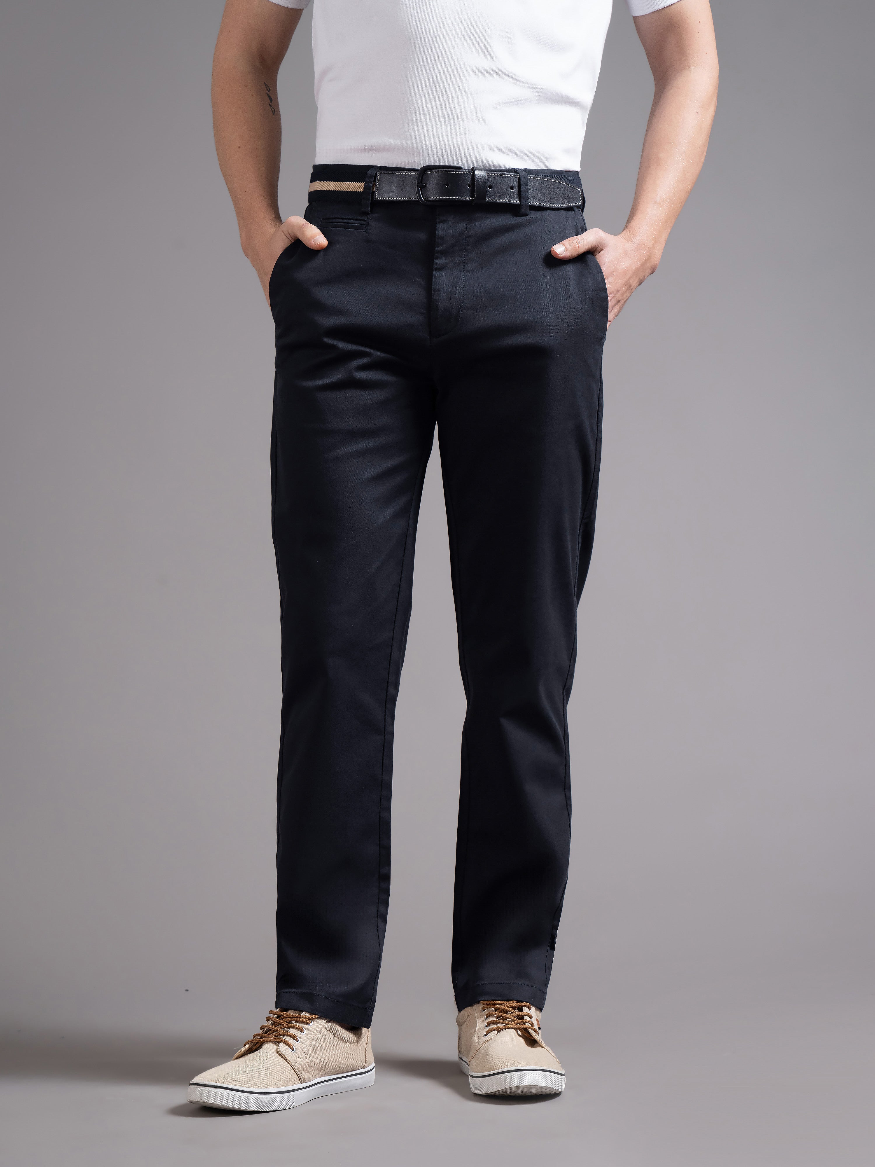 Men Blue Smart Slim Fit Chinos