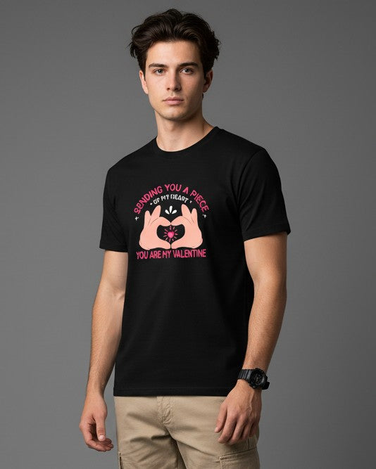 Men Printed Black Cotton Tshirt