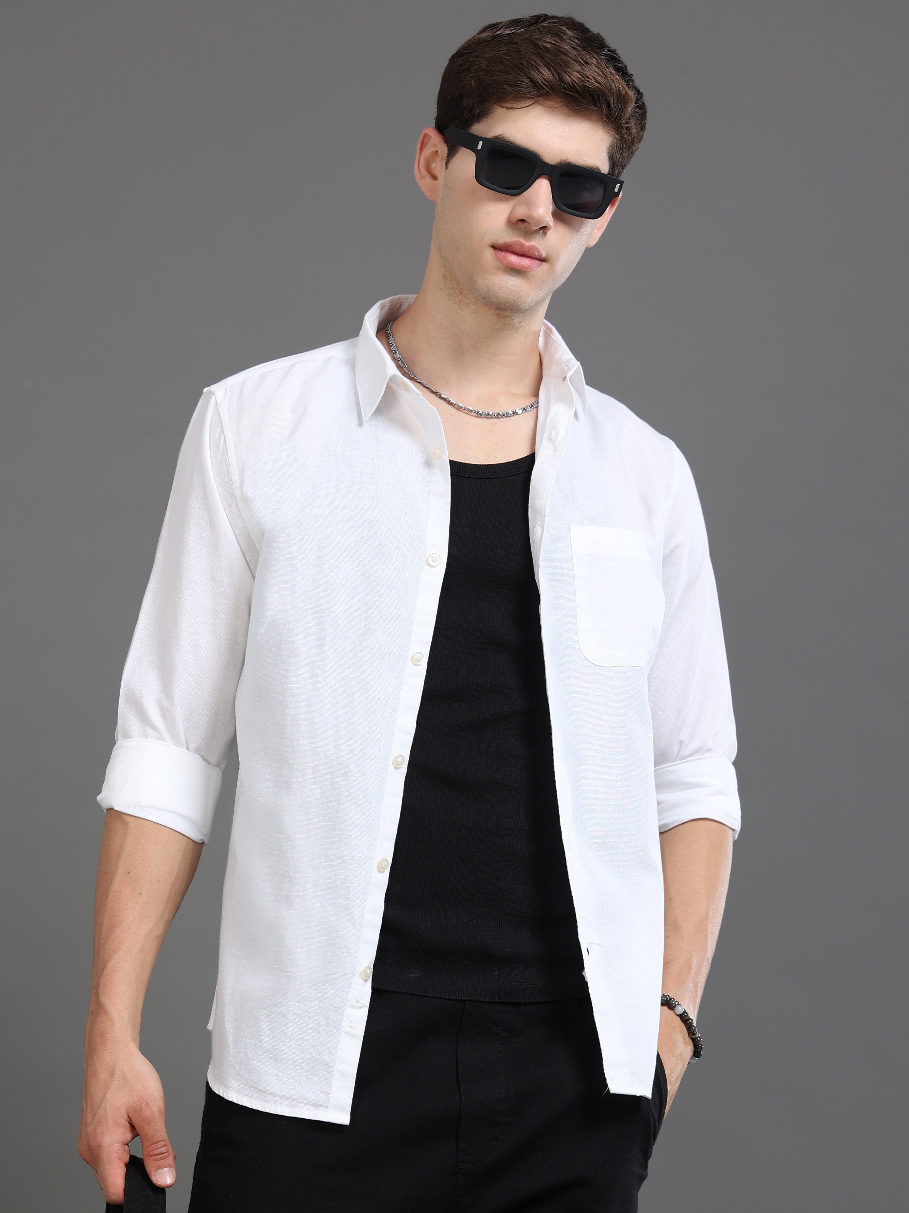 Men White Slim Fit Shirt