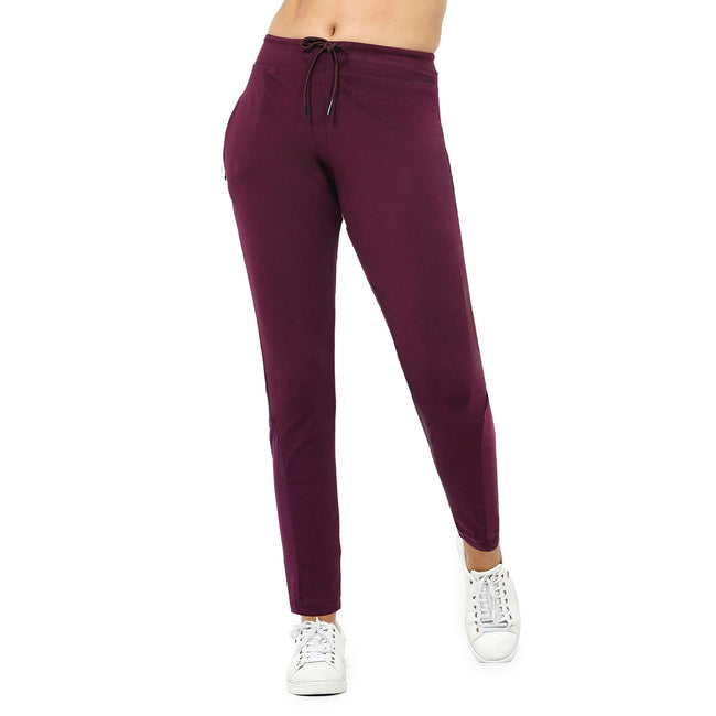 Women Red Ankle Length Track Pant