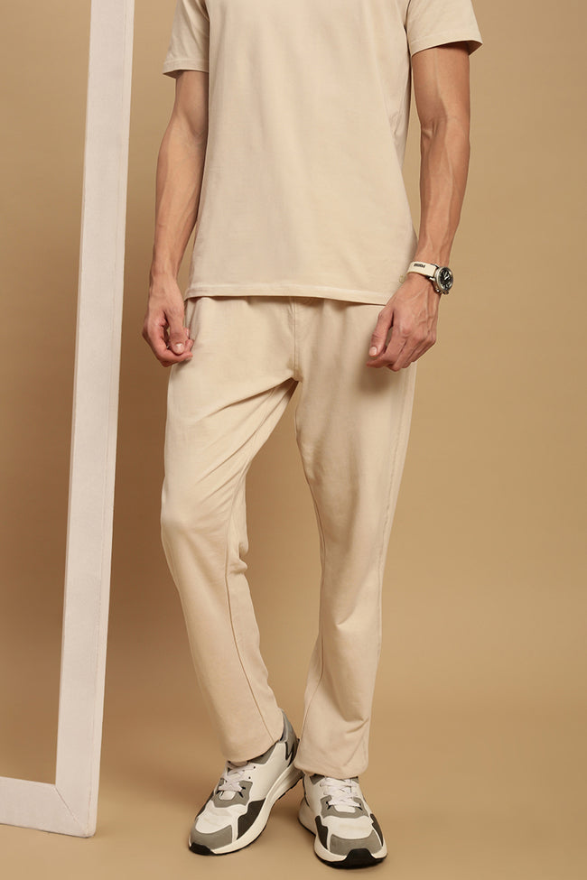 Men Beige French Terry Jogger