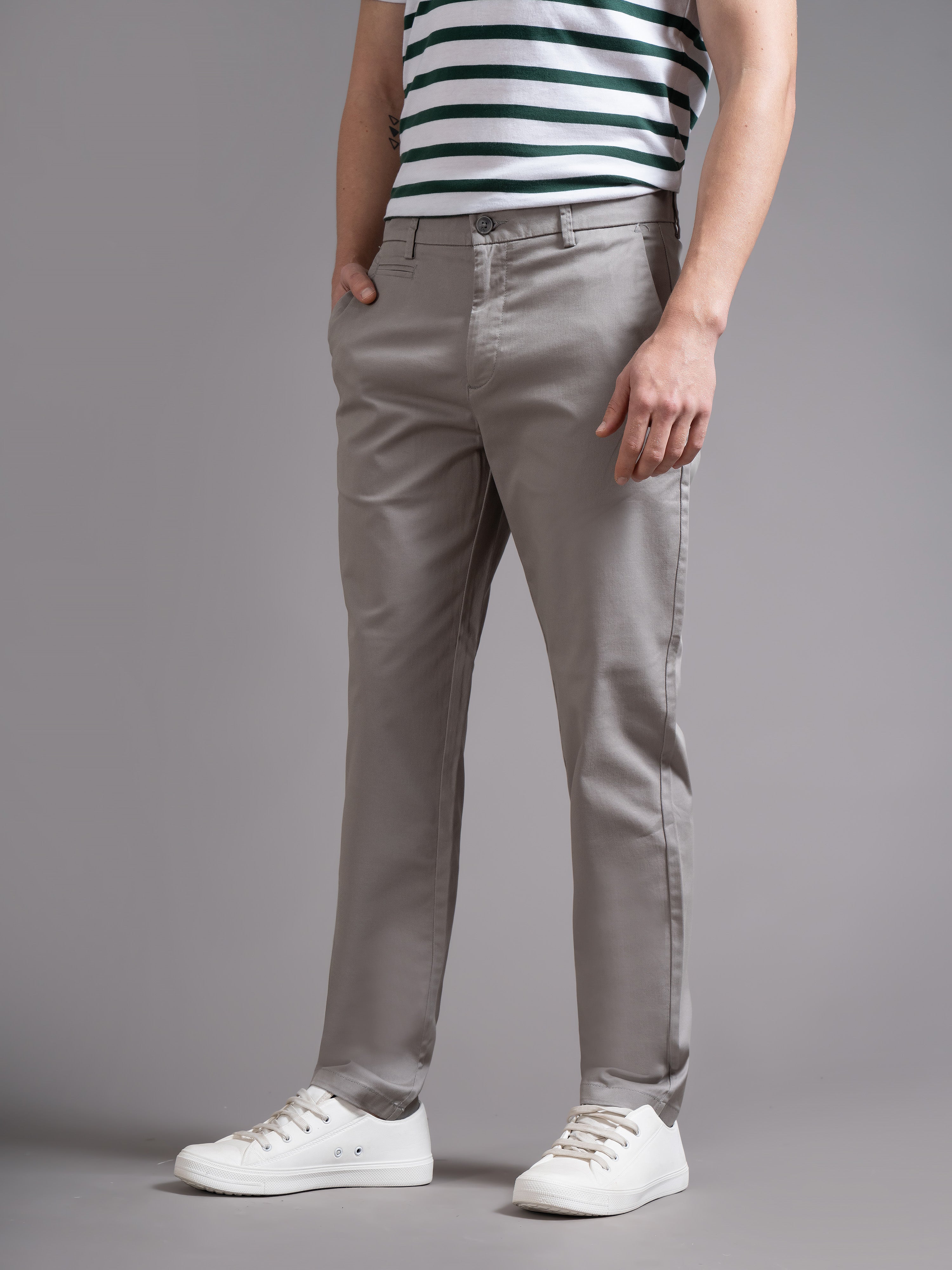 Men Grey Smart Slim Fit Chinos