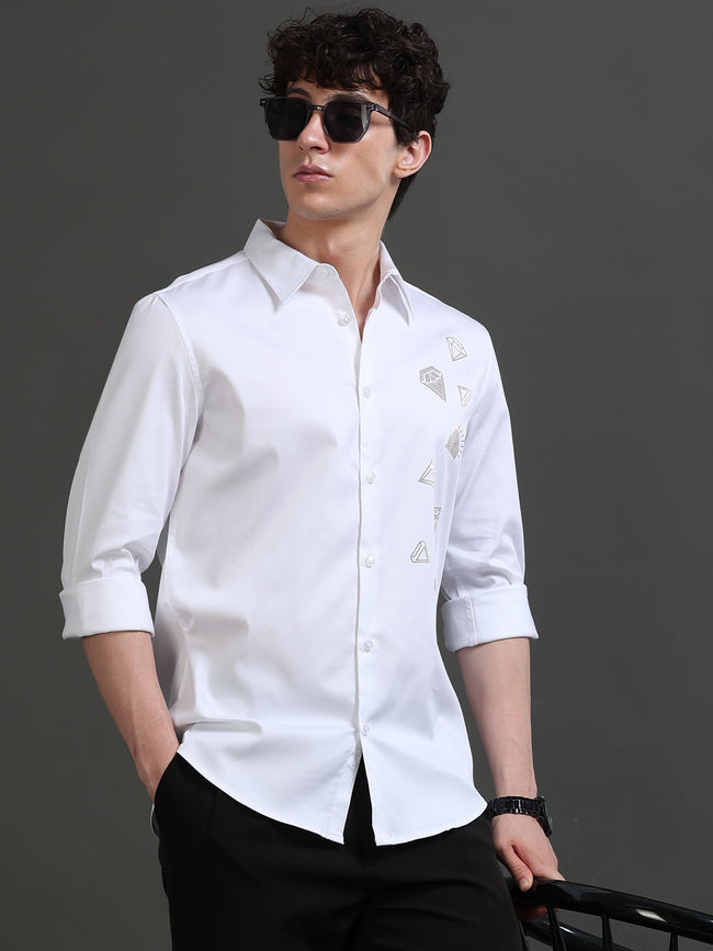 Men White Solid Shirt