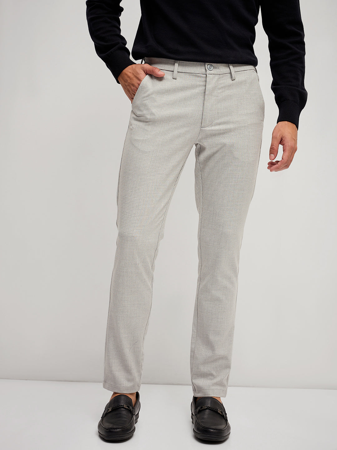 Men Grey 4 Way Stretch Formal Trouser