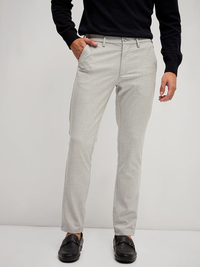 Men Grey 4 Way Stretch Formal Trouser